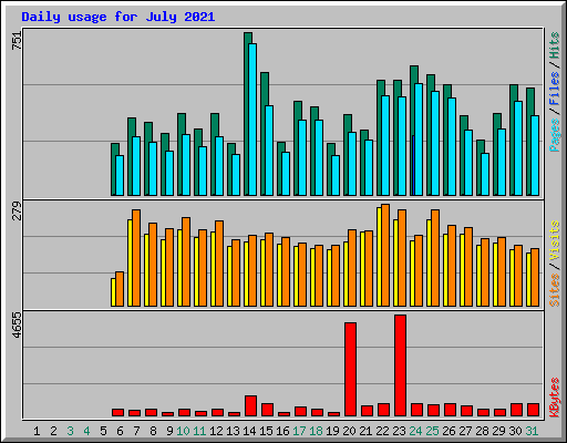 Daily usage for July 2021